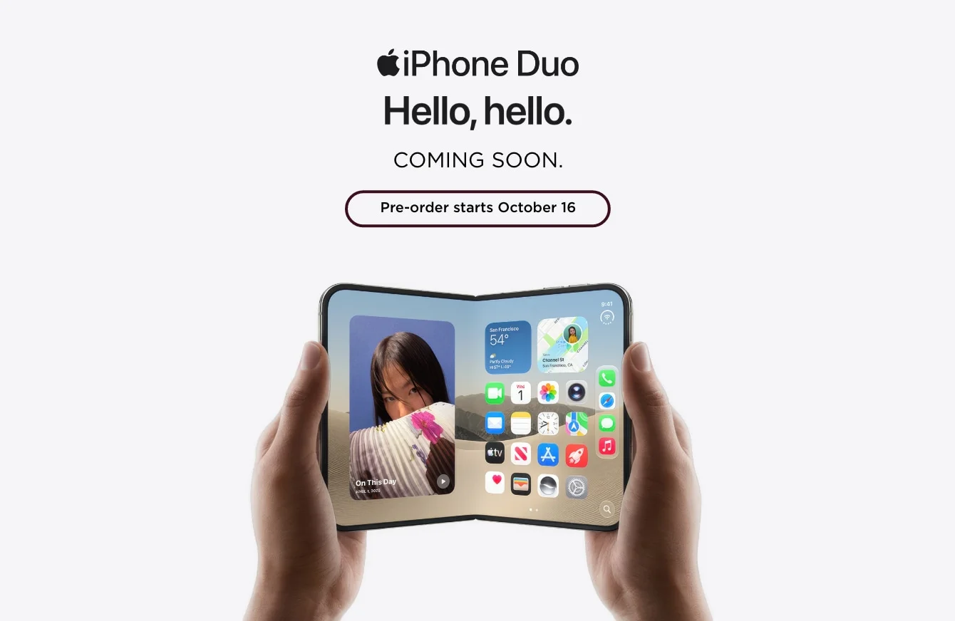 Coming soon: iPhone Duo. Pre-order starts October 16.